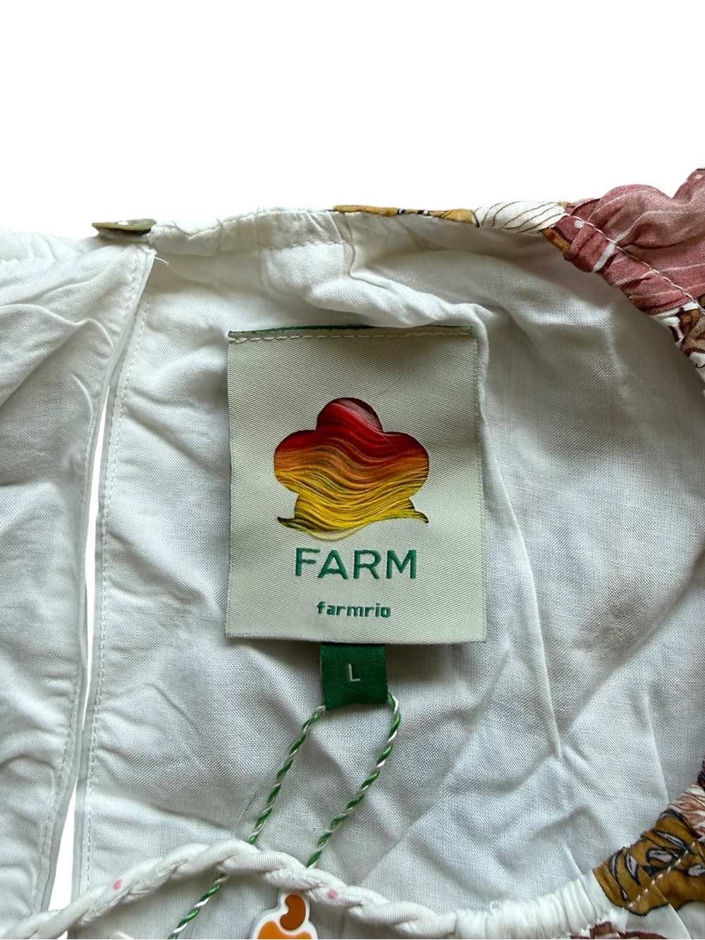 Farm Rio Sea Garden Off White Mini Bubble Dress Balloon Sleeve L NWT $298 Boho - Picture 7 of 16